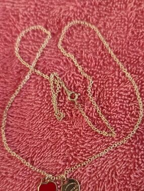 Tiffany & Co. Silver Heart Pendant Necklace with Red Enamel